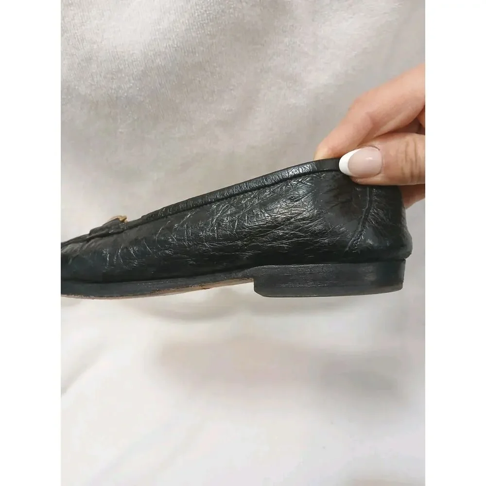 Gucci Horse Bit Loafers Flat‎ Shoes 36 Black Leather Equestrian Red Green Ribbon